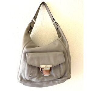 Michael Kors Gray Hobo Shoulder Handbag Bag Pebble Leather E-1304